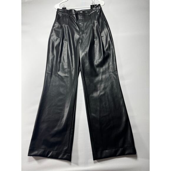 7 For All Mankind Denim - 7 For All Mankind Women's Black Wide Leg Faux Leather Pants - Size M (28x30)